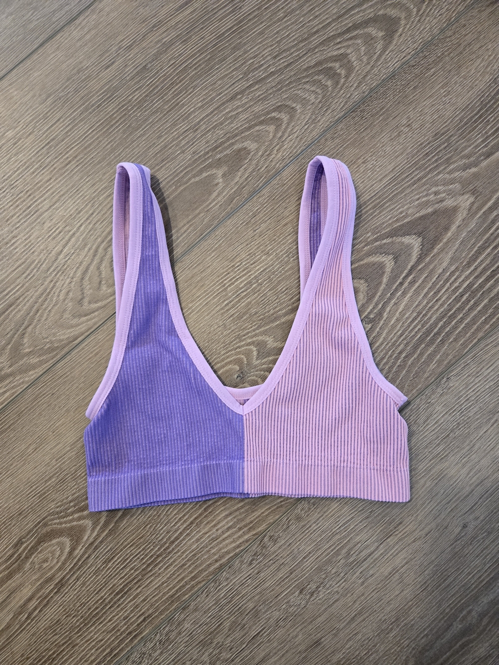 Colsie Lavender & Lilac Ribbed Colorblock Bralette